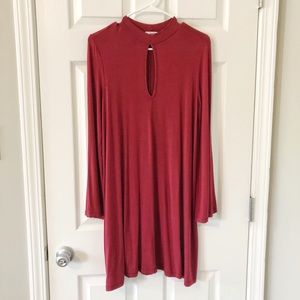 {Piko} Crimson Long Sleeve Dress